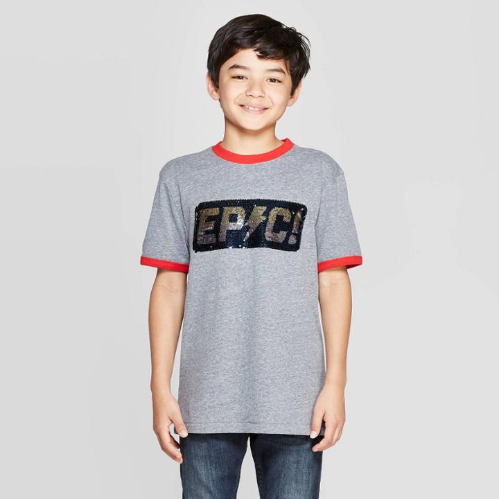 Boys' Short Sleeve Flip Sequin T-shirt - Cat & Jack Black