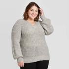 Women's Plus Size V-neck Pullover Sweater - Ava & Viv Light Gray X, Women's
