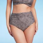 Kona Sol Women's Shirred High Waist Full Coverage Bikini Bottom - Kona