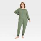 Women's Plus Allover Fleck Long Sleeve Union Suit - Hearth & Hand With Magnolia Green