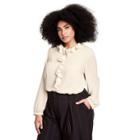 Women's Plus Size Long Sleeve Ruffle Blouse - Nili Lotan X Target Cream