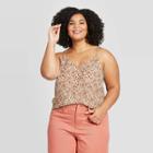 Women's Plus Size Leopard Print V-neck Essential Woven Cami - A New Day Brown 1x, Women's,
