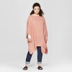 Women's Plus Size Boatneck Knit Poncho Sweater - A New Day Blush
