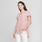 Women's Short Sleeve Smocked Shirt - Knox Rose Pink