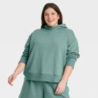 Women's Plus Size All Day Fleece Hooded Sweatshirt - A New Day Teal