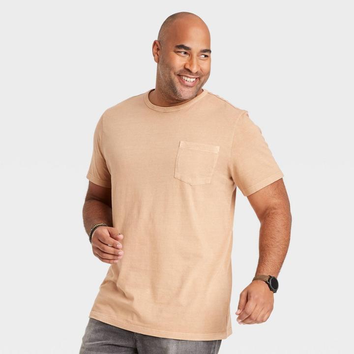 Men's Big & Tall Regular Fit Short Sleeve Crewneck T-shirt - Goodfellow & Co Tan