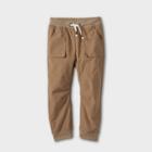 Toddler Boys' Jersey Lined Woven Jogger Pull-on Pants - Cat & Jack Tan