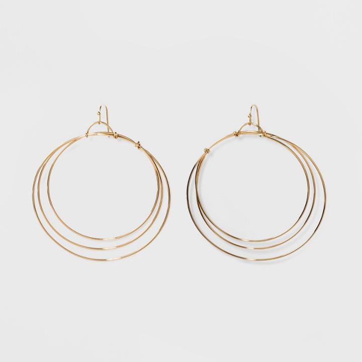Triple Wire Hoop Earrings - A New Day Gold