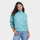 Women's Fleece Quarter Zip Sweatshirt - A New Day Blue
