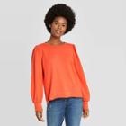 Women's Puff Sleeve Sweatshirt - Universal Thread Rust