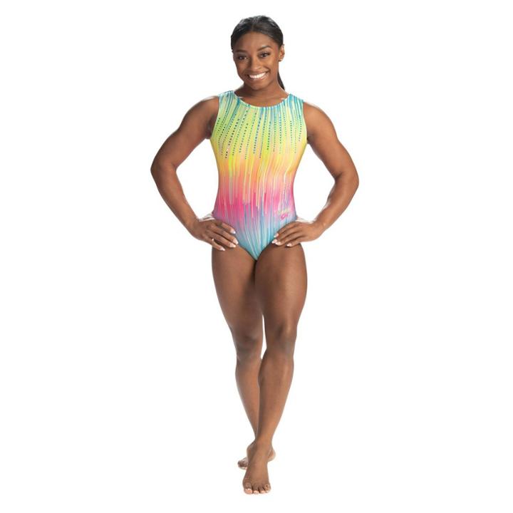 Gk Elite Girls' Simone Biles Colorful Illusion Leotard - 2t, One Color