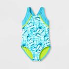Speedo Girls' Tie-dye One Piece Swimsuit - Blue