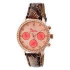 Women's Boum Serpent Watch With Crocodile-embossed Genuine Leather Strap-brown, Brown