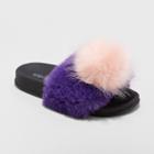 Stevies Girls' Luvualatte Satin Furry Slide Sandals Pink