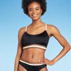 Women's Colorblock Banded Bralette Bikini Top - Kona Sol Black D/dd Cup