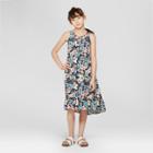 Girls' Lace-up High Neck Printed Dress - Art Class Blue