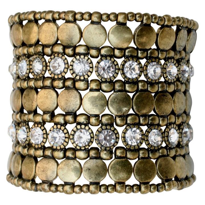 Zirconite Multi-strand Bracelet With Bezel Crystals - Gold