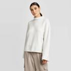 Women's High Neck Pullover Sweater - Prologue White