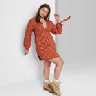 Women's Plus Size Long Sleeve Dress - Wild Fable Orange Floral