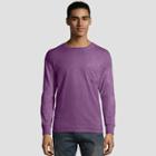 Hanes Men's Long Sleeve 1901 Garment Dyed Pocket T-shirt - Plum Purple