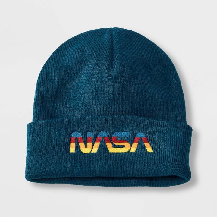 Men's Nasa Beanie - Teal Blue