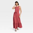 Women's Sleeveless Ruffle Hem Dress - A New Day Dark Pink