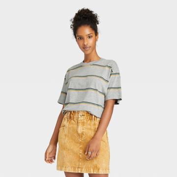 Women's Weekend Soul Striped Oversized Lounge T-shirt - Gray