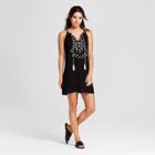 Women's Embroidered Tie Neck Dress - Lots Of Love By Speechless (juniors') Black S, Size: Small, Black White