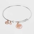 No Brand Tree Mother Of Pearl Inlay Expandable Bangle Bracelet - Silver, Women's, Pink