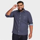 Men's Big & Tall Standard Fit Double Weave Long Sleeve Button-down Shirt - Goodfellow & Co Blue