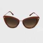 Women's Cateye Plastic Metal Combo Sunglasses - A New Day Brown, Brown/grey