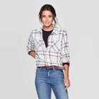 Women's Plaid Long Sleeve Button-down Flannel Top - Universal Thread White