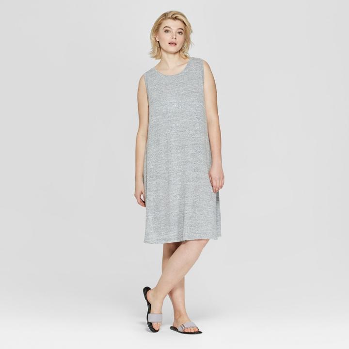 Women's Plus Size Sleeveless Midi Swing Dress - Ava & Viv Gray Heather