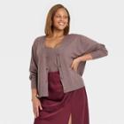 Women's Plus Size Fine Gauge Ribbed Cardigan - A New Day Dark Brown