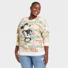 Women's Disney Mickey Mouse Plus Size Graffiti Graphic Sweatshirt - Ivory
