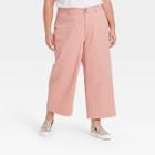 Women's Plus Size Cropped Wide Leg Fashion Pants - A New Day Coral