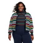 Women's Plus Size Textured Striped Cardigan Sweater - La Ligne X Target Navy/red/yellow