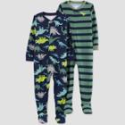 Carter's Just One You Baby Boys' 2pk Dino And Striped Footed Pajama - 12m, One Color