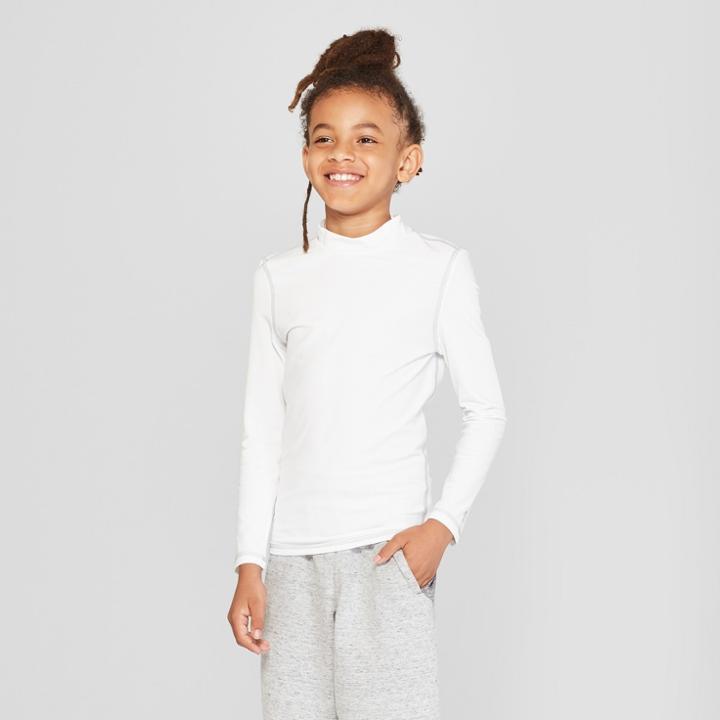 Boys' Power Core Brushed Compression Long Sleeve Mock - C9 Champion White