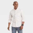 Men's Slim Fit Printed Poplin Long Sleeve Button-down Shirt - Goodfellow & Co Light Pink/shapes