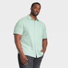 Men's Big & Tall Standard Fit Knit Short Sleeve Button-down Shirt - Goodfellow & Co Green