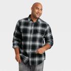 Men's Big & Tall Standard Fit Long Sleeve Button-down Shirt - Goodfellow & Co Black/plaid