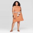 Women's Plus Size Sleeveless Crewneck T-shirt Dress - Universal Thread Gold