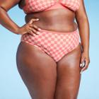 Women's Plus Size Medium Coverage Hipster Bikini Bottom - Kona Sol Coral Pink X