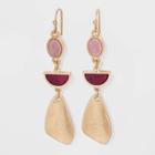Semi-precious Rhodochrosite And Dyed Violet Howlite Drop Earrings - Universal Thread Berry Pink