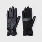 Isotoner Women's Metallic Stretch With Smart Touch Unlined Gloves - Black
