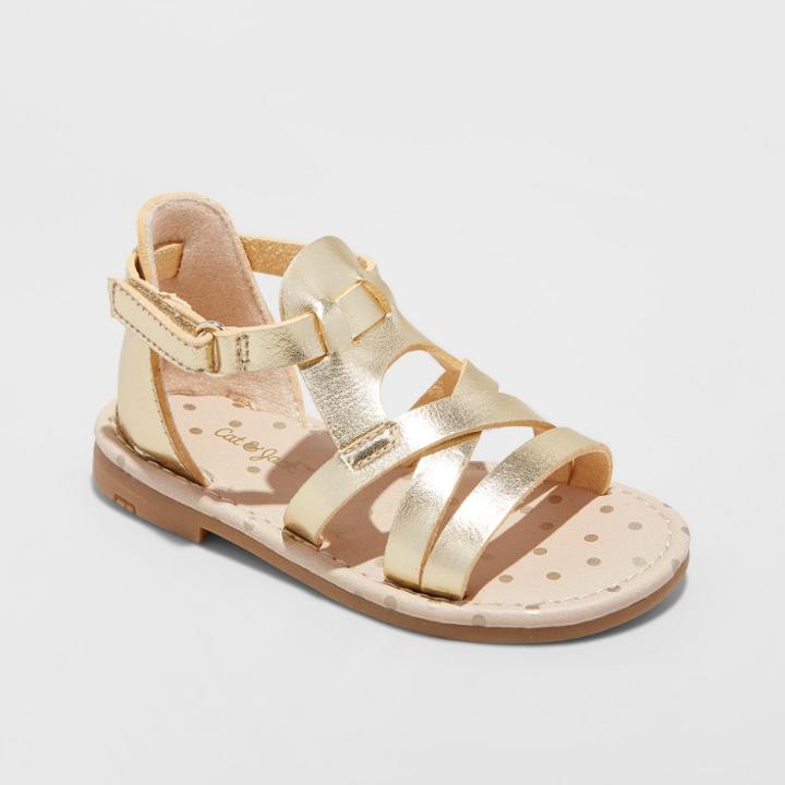 Toddler Girls' Kelsa Two Piece Slide Sandals - Cat & Jack Gold
