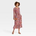 Women's Long Sleeve Smocked Dress - Knox Rose Light Brown Floral