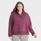 Women's Plus Size Fleece Quarter Zip Sweatshirt - A New Day Burgundy