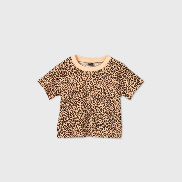 Girls' Short Sleeve Boxy T-shirt - Art Class Brown